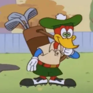 🏌️ Woody Woodpecker cartoni animati, uccello, golf, Woody Woodpecker telegram sticker