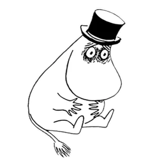 🤮 Moomin Mumin, Figur, Cartoon, Hut, Sitzend, Traurig whatsapp sticker