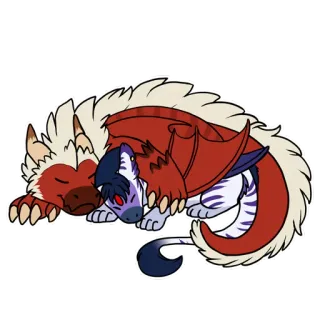 🌙 สัตว์, การ์ตูน, นอนหลับ, น่ารัก, มังกร, สิ่งมีชีวิต telegram sticker