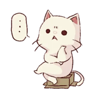🤔 ... kot, myślący, kreskówka, zwierzę, słodki, siedzący telegram sticker
