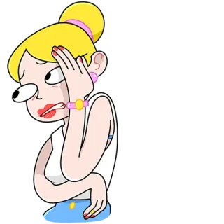 🫣 dibujo animado, mujer, rubia, triste, confundida, preocupada telegram sticker