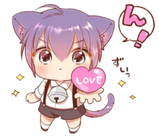 ❤️ LOVE
ん Anime, Kawaii, Catboy, Amour, Cœur, Mignon, Manga telegram sticker