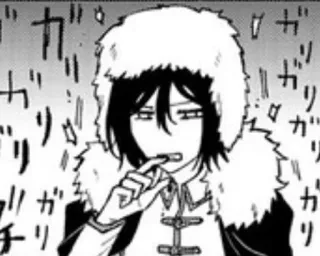 🌟 アニメ, マンガ, 毛皮の帽子, 真剣 telegram sticker