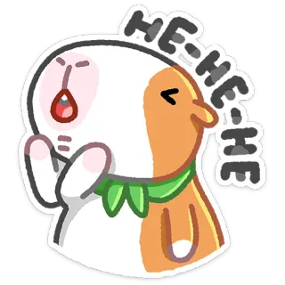 🙅‍♂️ HE-HE-HE süß, figur, tier, fröhlich, lachen, cartoon, aufkleber whatsapp sticker