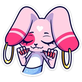 💅 Dessin animé, Lapin, Rose, Mignon, Animal, Autocollant telegram sticker