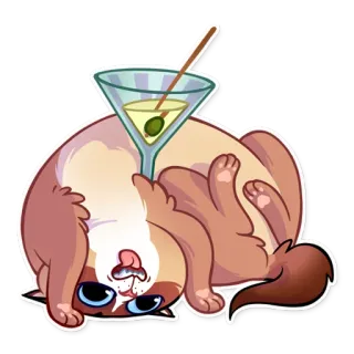 🍸 gato, martini, animal, desenho animado, engraçado whatsapp sticker