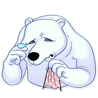 😢 белый медведь, плач, грустный, эмоции, животное, мультфильм whatsapp sticker