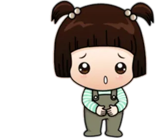 😯 Cartoon, Mädchen, Kind, traurig, süß, Illustration telegram sticker