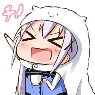 😆 チリ Anime, Mignon, Joyeux, Chibi, Sweat à capuche chat, Japonais, Kawaii whatsapp sticker
