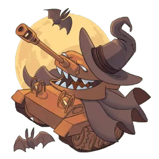 👽 tanque, Halloween, desenho animado, morcegos, chapéu de bruxa telegram sticker