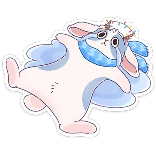 😭 kelinci, syal, kartun, musim dingin, binatang, imut telegram sticker