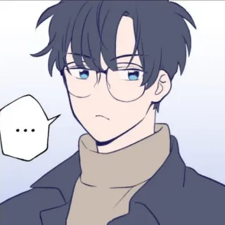 ⚓️ ... Mann, Brille, Cartoon, Sprechblase, nachdenklich, Ausdruck, ernst whatsapp sticker