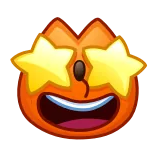 🤩 laranja, rosto, expressão, emoji, fofo, kawaii, olhos brilhantes whatsapp sticker