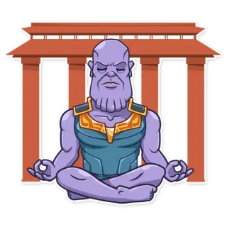 😌 Thanos Thanos, meditation, yoga, purple, character telegram sticker