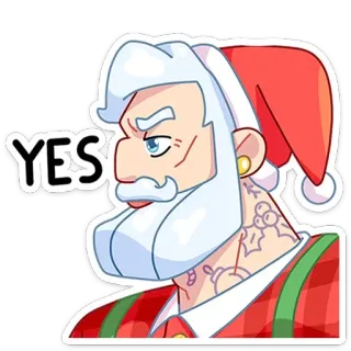 👍 Santa Claus YES Santa, Navidad, Fiesta, Sí, Festivo, Dibujos animados, Personaje telegram sticker