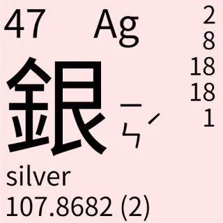 🇹🇼 47 Ag
銀
-
ㄣˊ
silver
107.8682 (2)
2
8
18
18
1 Chemie, Element, Silber, Periodensystem telegram sticker