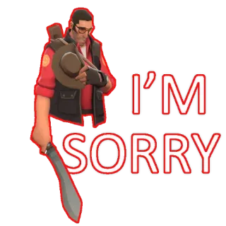 😞 Sniper Team Fortress 2 I'M SORRY video game, sniper, apology, character, knife, team fortress telegram sticker