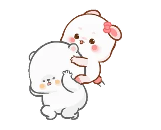 ⭐ fofo, kawaii, ursos, desenho animado, animação, amor, abraço, feliz whatsapp sticker