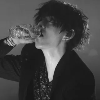 ▪️ person, drinking, water, black and white, sweat telegram sticker