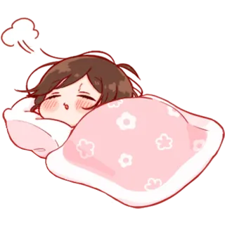 💞 dormir, durmiendo, almohada, manta, lindo, dibujos animados whatsapp sticker