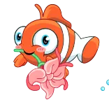 🌺 pesce, pesce pagliaccio, carino, cartone animato, mare, oceano, animale telegram sticker