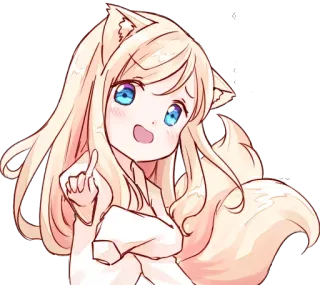 😁 Anime, Fille renard, Mignon, Manga, Kemonomimi, Dessin animé whatsapp sticker