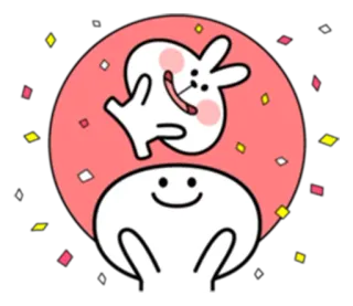 ❤ Hase, süß, Feier, Konfetti, fröhlich whatsapp sticker