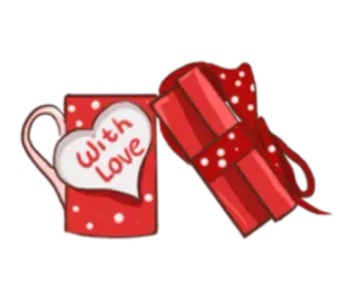 🎁 With Love amor, regalo, taza, corazón, obsequio telegram sticker