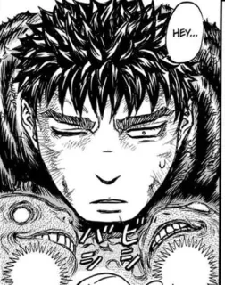 🖤 Guts Berserk HEY... anime, manga, guts, berserk, sword whatsapp sticker