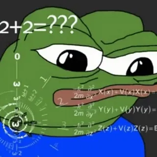 🤔 Pepe the Frog 2+2=??? pepe the frog, meme, math, question, confused, 2+2 whatsapp sticker