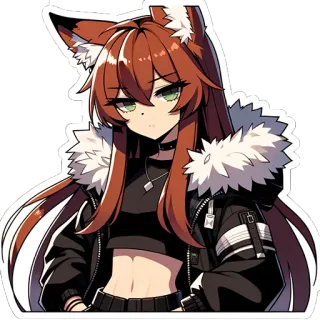 😐 애니메이션, 여우 소녀, 케모노미미, 소녀, 퍼리, 귀여운, 귀여운 whatsapp sticker