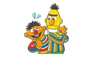 👬 Bert and Ernie Sesame Street เบิร์ท, เออร์นี, เซซามี สตรีท, มัพเพ็ตส์, ตัวการ์ตูน, เพื่อน telegram sticker