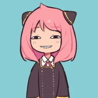 😏 Anya Forger Spy x Family Anya Forger, Spy x Family, animé, personnage, mignon, cheveux roses telegram sticker