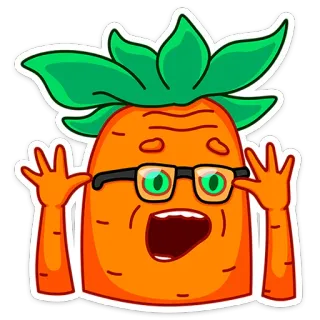 😳 морковь, овощ, очки, мультфильм, стикер, выражение whatsapp sticker