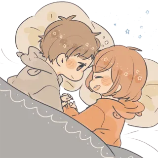💗 carino, coppia, amore, dormire, cartone animato telegram sticker