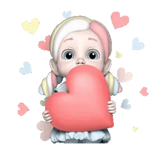 ❤️ сердце, любовь, милый, девушка, мультфильм, стикер whatsapp sticker