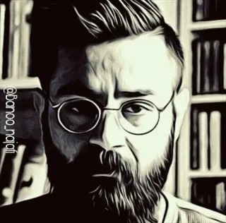 😕 @banoo_najafi person, portrait, man, glasses, beard, black and white telegram sticker
