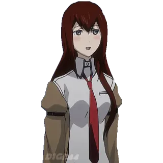 😊 Makise Kurisu Steins;Gate Аниме, девушка, каштановые волосы, красный галстук, персонаж, Макисе Курису telegram sticker
