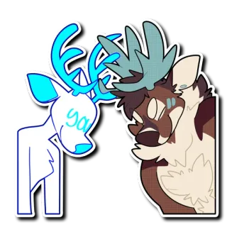🦌 ya cerf, anthro, furry, animal, dessin, autocollant telegram sticker
