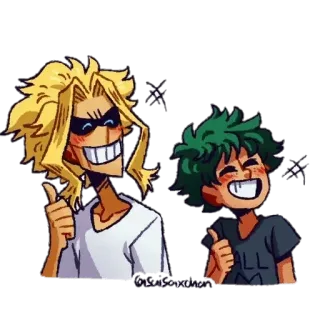 👍 All Might My Hero Academia anime, pulgar arriba, héroe, sonriendo, my hero academia whatsapp sticker