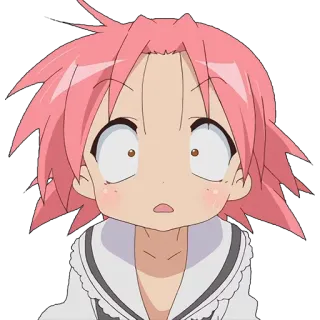 😳 аниме, удивлен, в шоке, мультфильм, девушка, розовые волосы telegram sticker
