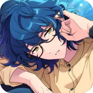 🫥 Anime, Óculos, Masculino, Cabelo Azul, Personagem, Arte whatsapp sticker