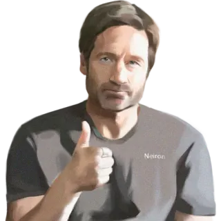 👍 Neiron kciuk w górę, mężczyzna, portret, uśmiechnięty, akceptacja telegram sticker