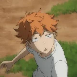 ☀️ anime, boy, orange hair, shocked, funny face telegram sticker