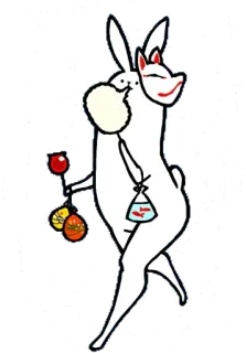 🎉 coniglio, giapponese, maschera, volpe, animale, arte telegram sticker