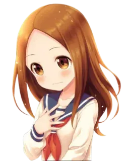 😊 anime, girl, school uniform, brown hair, Takagi telegram sticker