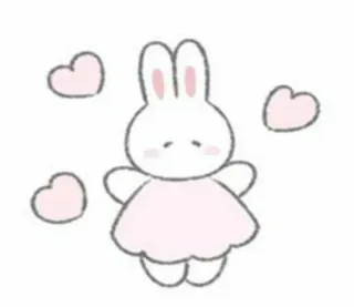 🤍 conejo, conejito, lindo, rosa, corazón, kawaii, pegatina telegram sticker