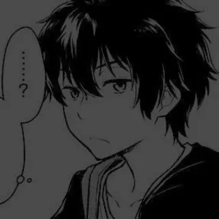 🖤 ? anime, manga, question, boy, monochrome whatsapp sticker