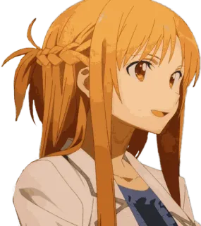 😄 Asuna Yuuki Sword Art Online Anime, Desenho animado, Personagem, Garota, Retrato, Sorriso telegram sticker