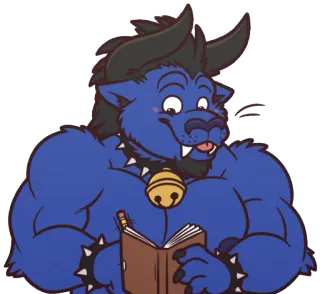 ✏ Cartoon, Anthro, Dier, Boek, Schrijven, Leuk telegram sticker